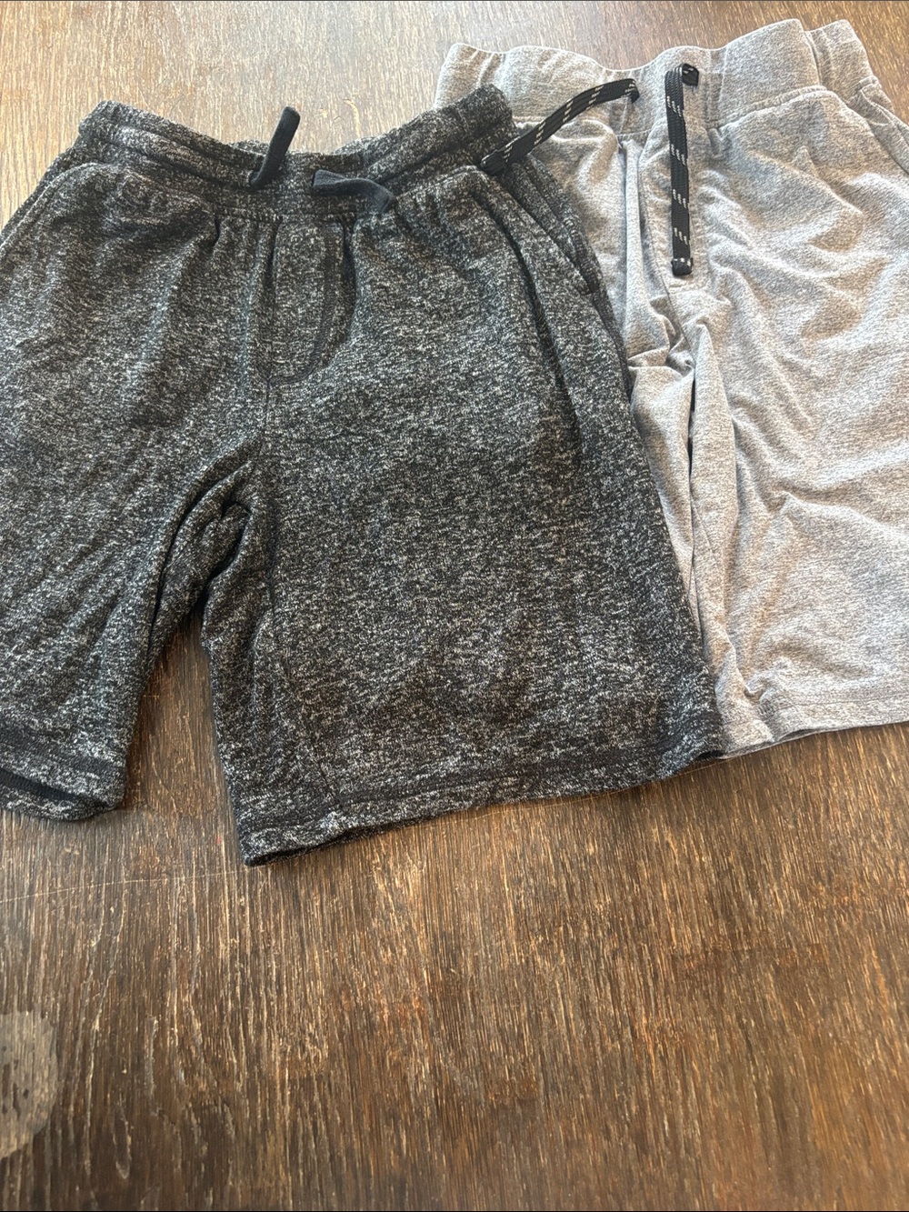 Kids Drawstring Lounge Shorts - Black & Light Gray